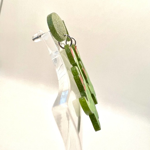 Christmas Dino Earrings - Dinosaur Earrings - Santa Earrings - Holiday Earrings - Picture 3 of 8